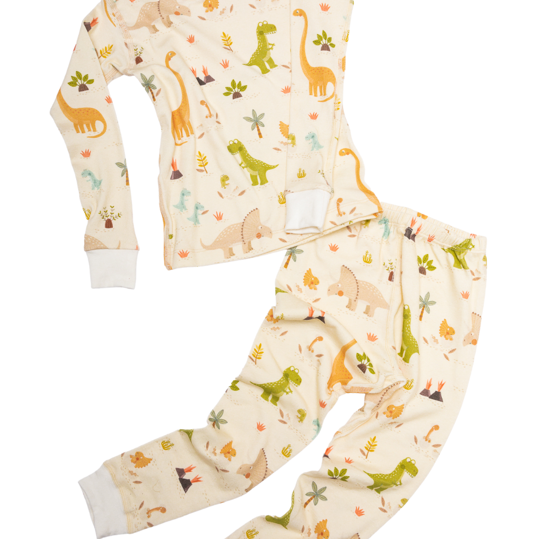 Pijama orgánico de dinosaurios para niños