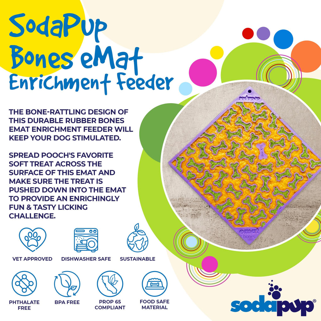 Bones eMat - Enrichment Lick Mat for Dogs and Cats | eMat Enrichment Toy for Anxiety Relief | USA Made