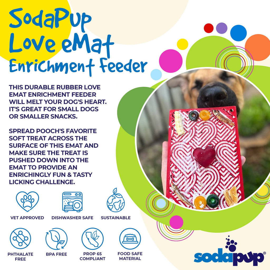 Love eMat - Enrichment Lick Mat for Dogs and Cats| Heart Design | USA Made