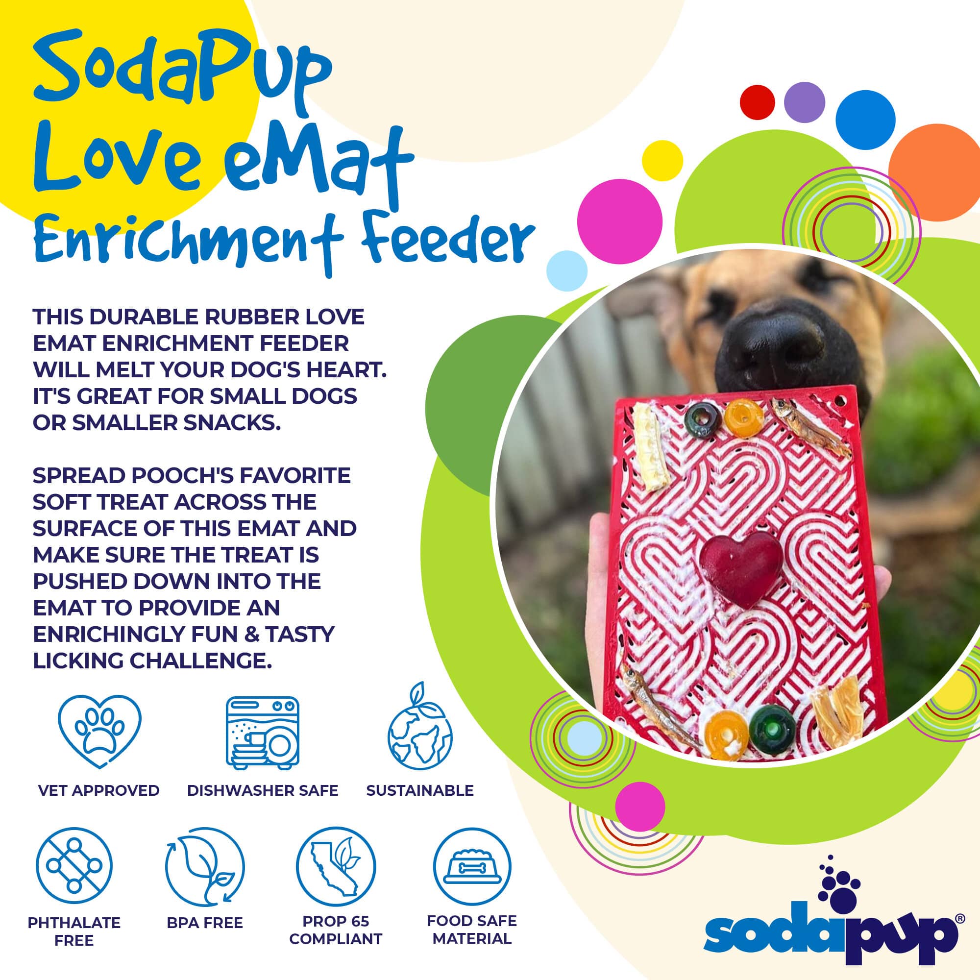Love eMat - Enrichment Lick Mat for Dogs and Cats| Heart Design | USA Made