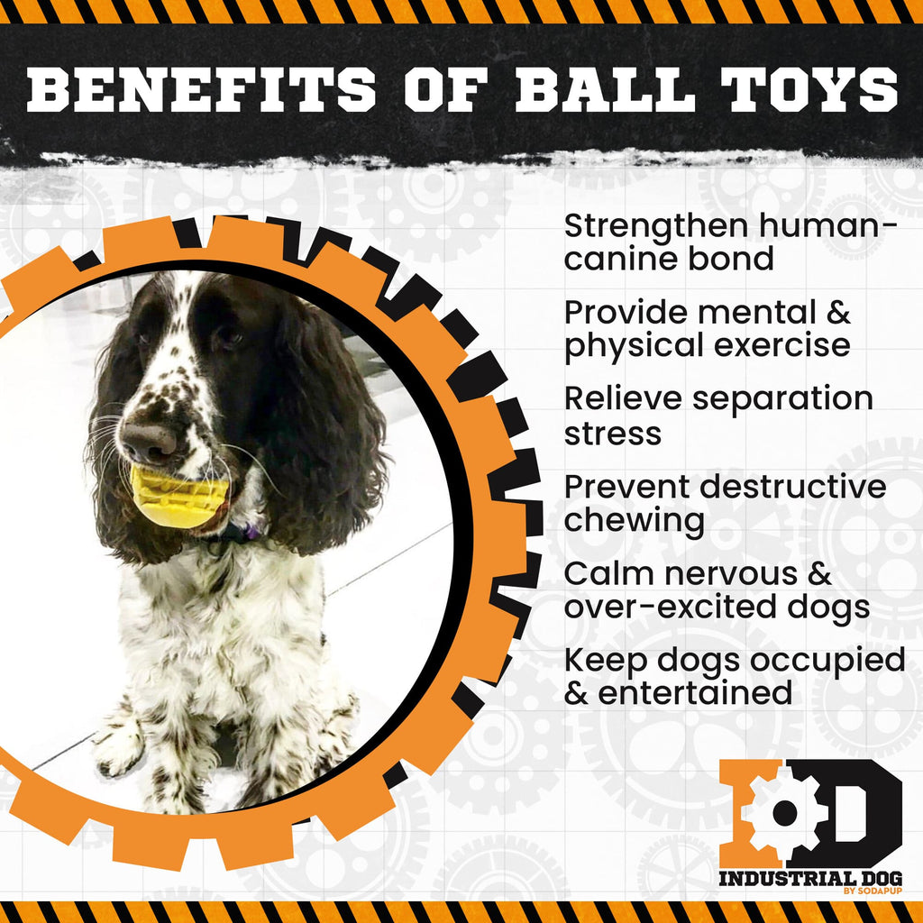 Industrial Dog Ball Rubber Chew Toy for Heavy Chewers | Yellow | USA Made