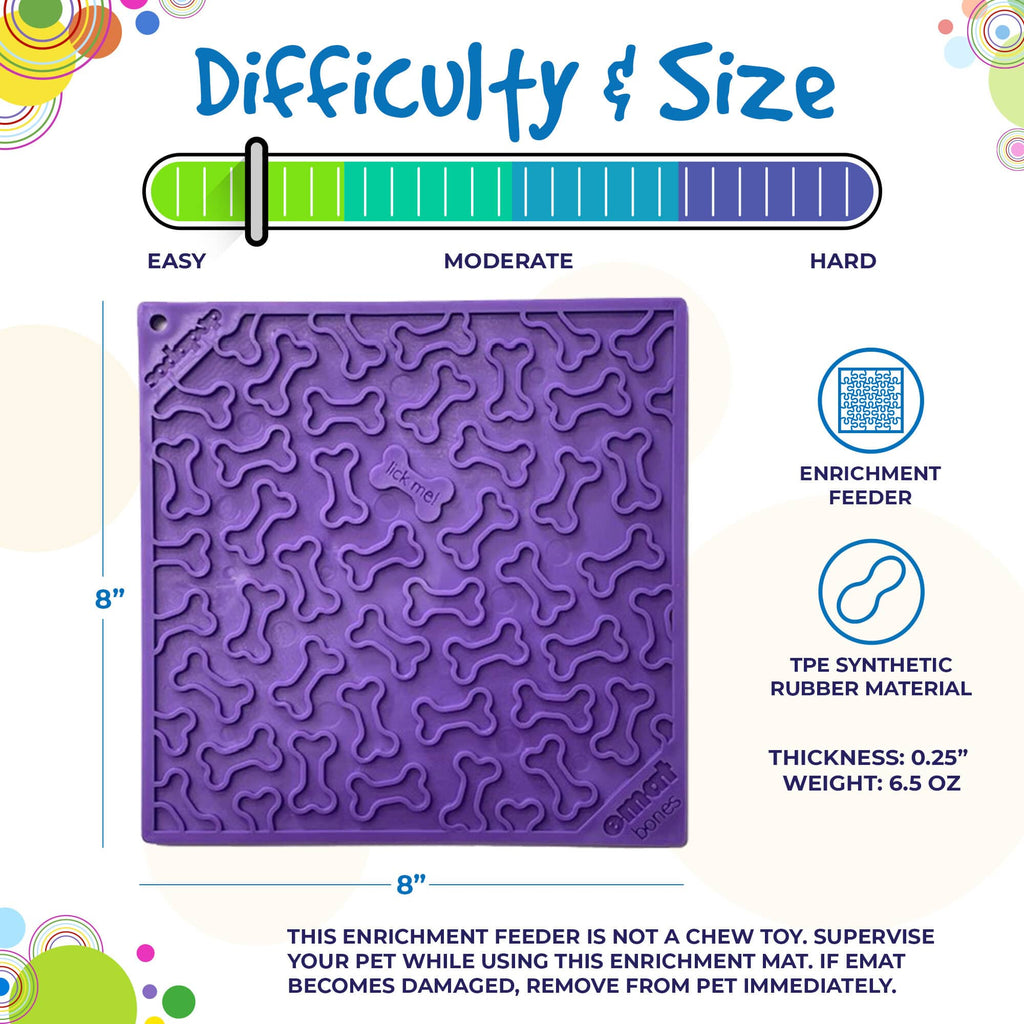 Bones eMat - Enrichment Lick Mat for Dogs and Cats | eMat Enrichment Toy for Anxiety Relief | USA Made