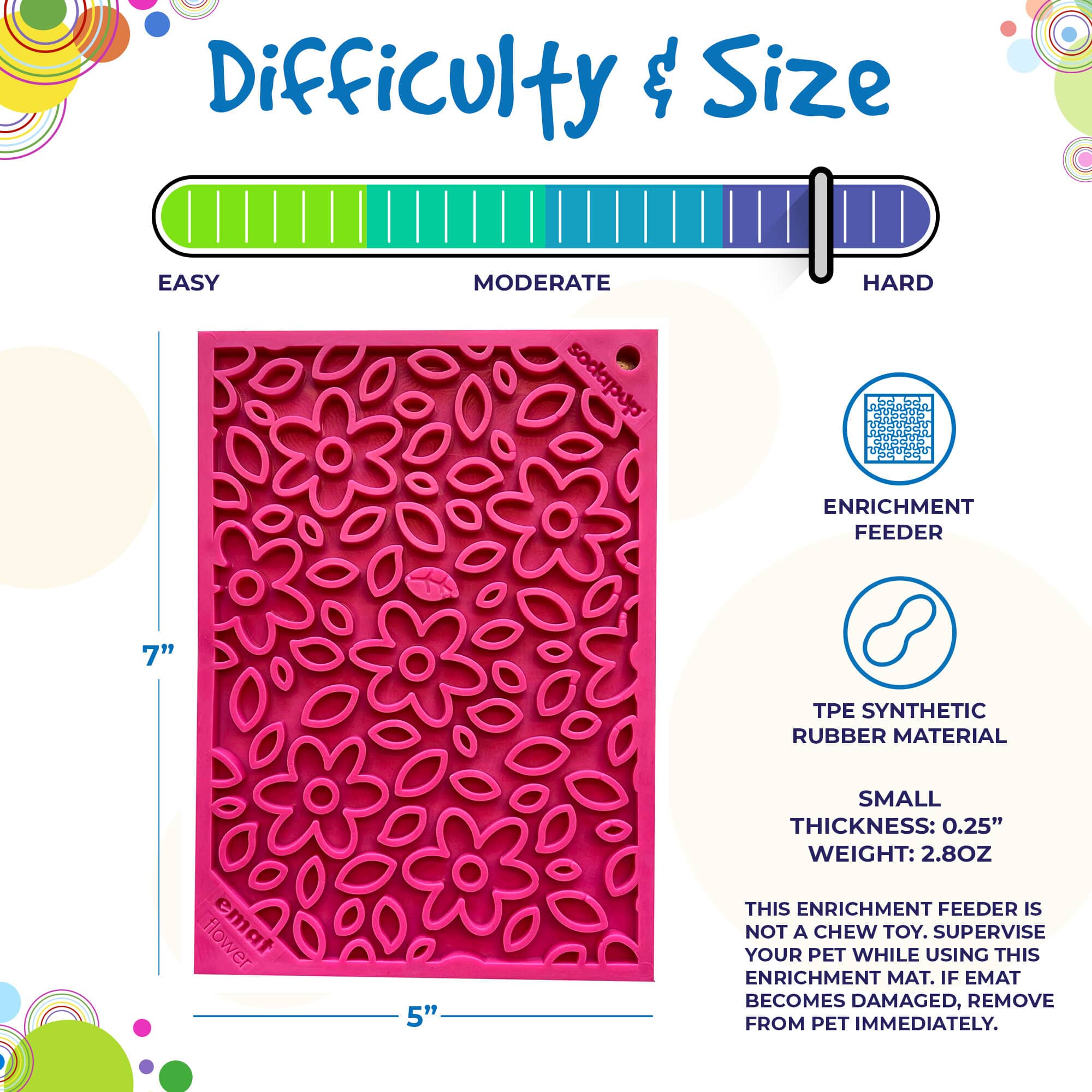 Flower Power eMat - Enrichment Lick Mat for Dogs and Cats | Flower Design | USA Made