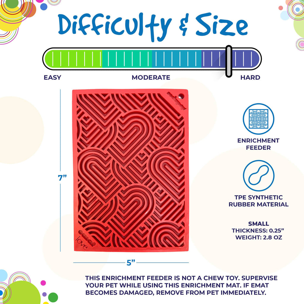 Love eMat - Enrichment Lick Mat for Dogs and Cats| Heart Design | USA Made