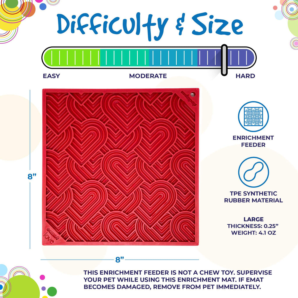 Love eMat - Enrichment Lick Mat for Dogs and Cats| Heart Design | USA Made