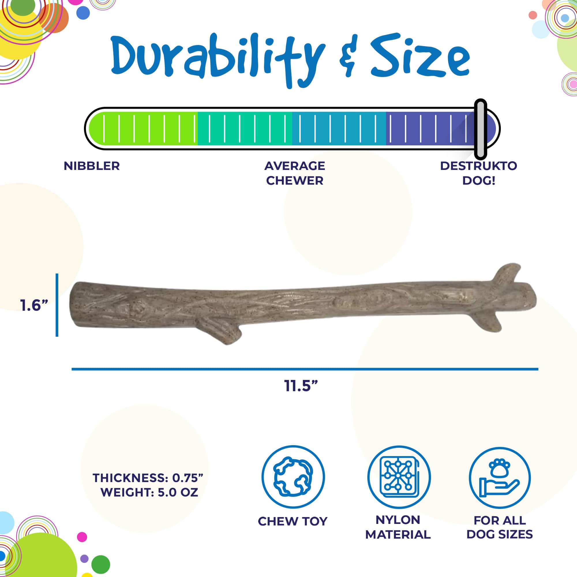 Durable Nylon Chew Stick for Power Chewers | Indestructible Dog Toy | USA Made