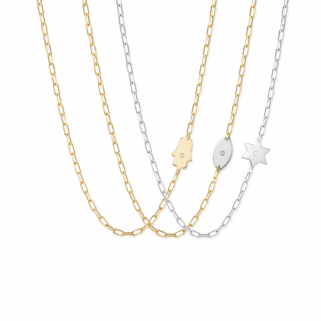 Dani Star of David Diamond Paperclip Necklace
