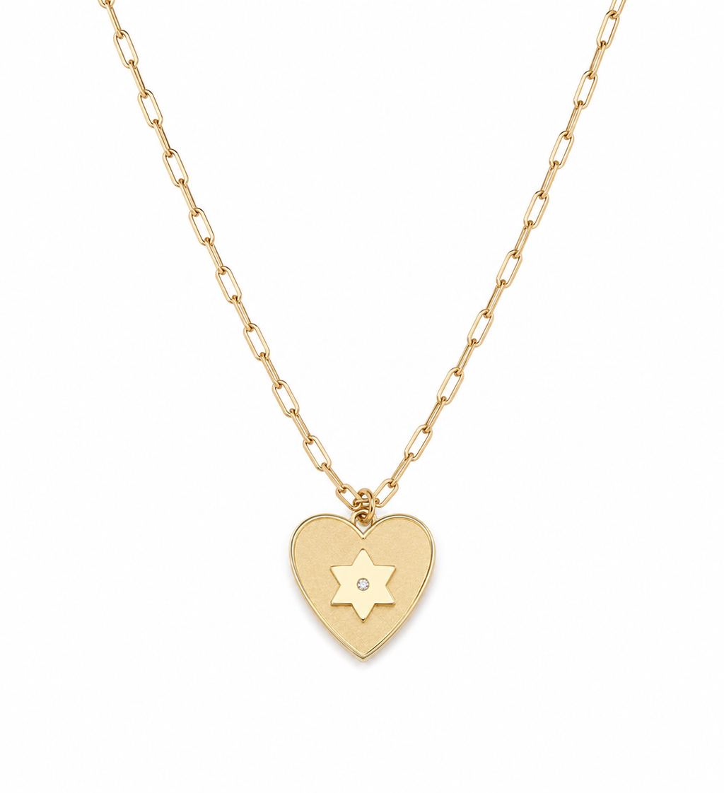 Shelly Heart Star of David Diamond Necklace
