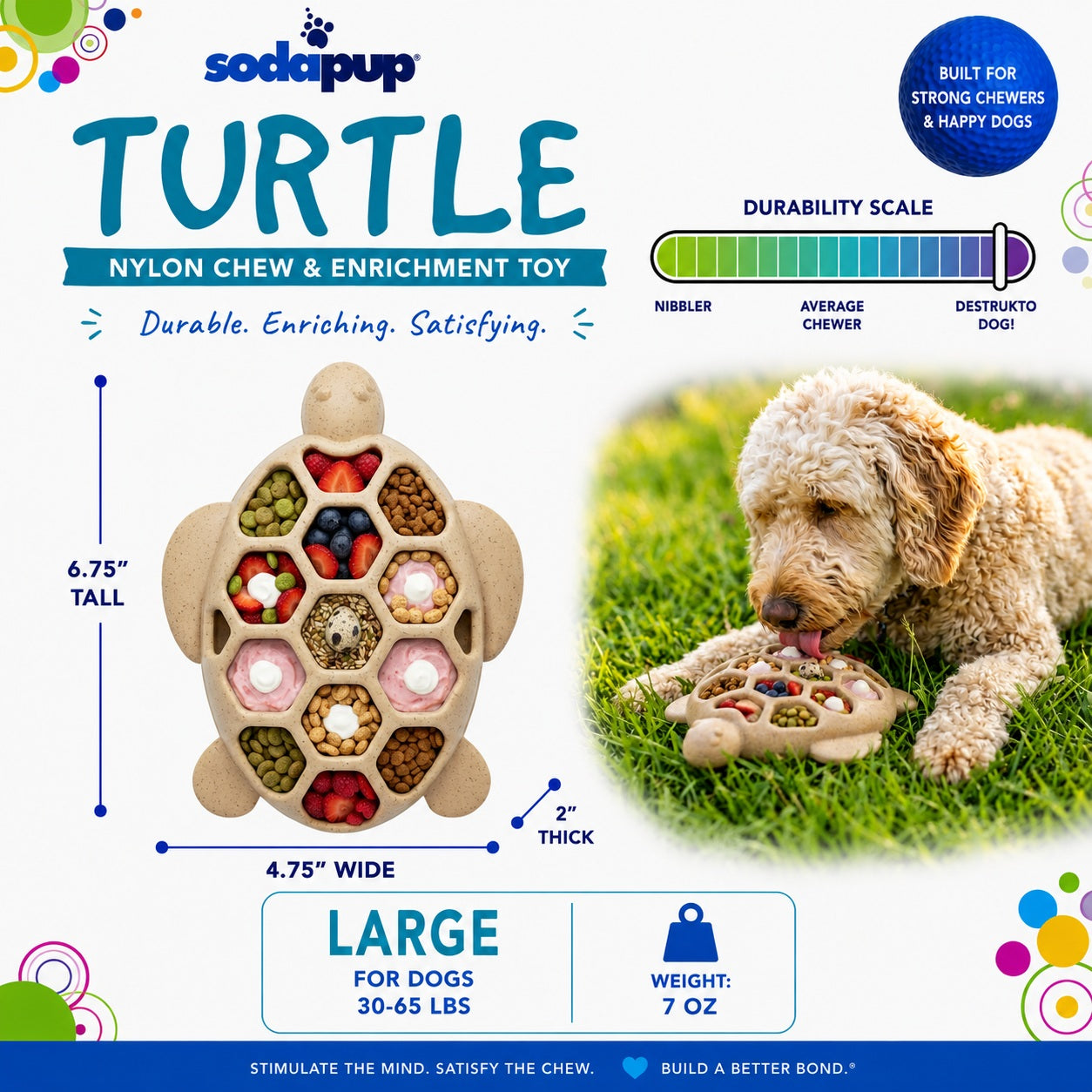 Turtle Nylon Chew Toy - Ultra-Durable Enrichment Toy for Power Chewers | USA Made