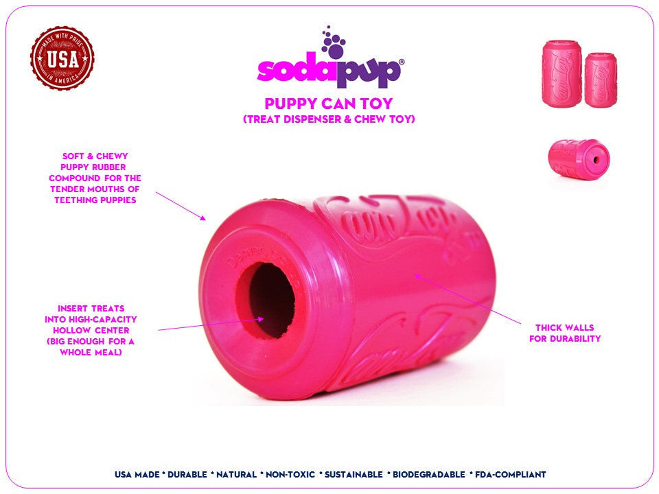 Puppy Can Toy Rubber Chew Toy for Teething Puppies | Treat Dispenser | USA Made