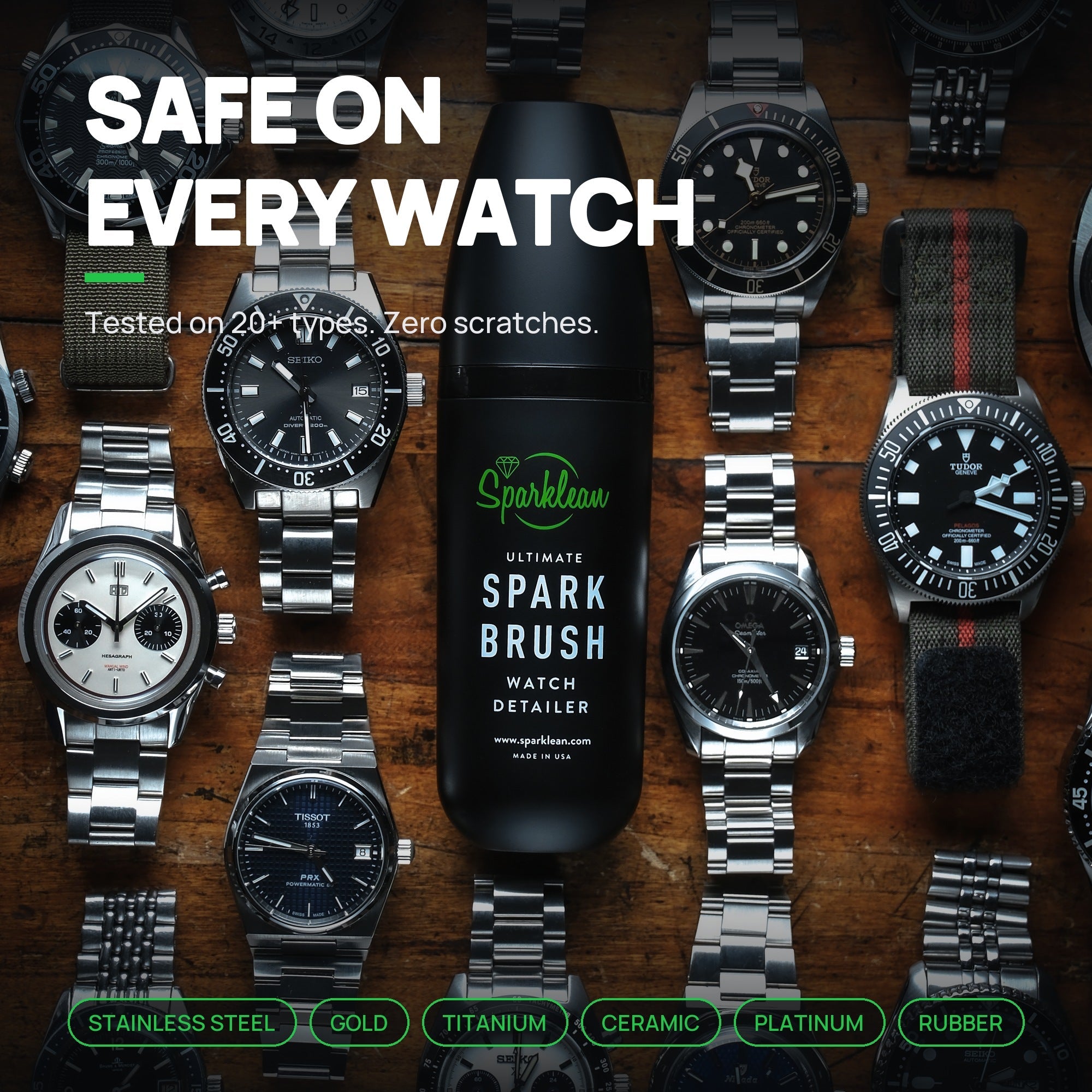 SparkBrush™ by Sparklean® — Soft-bristle cleaner for luxury watches & fine jewelry