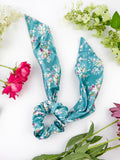 Teal Satin Scarf Scrunchie