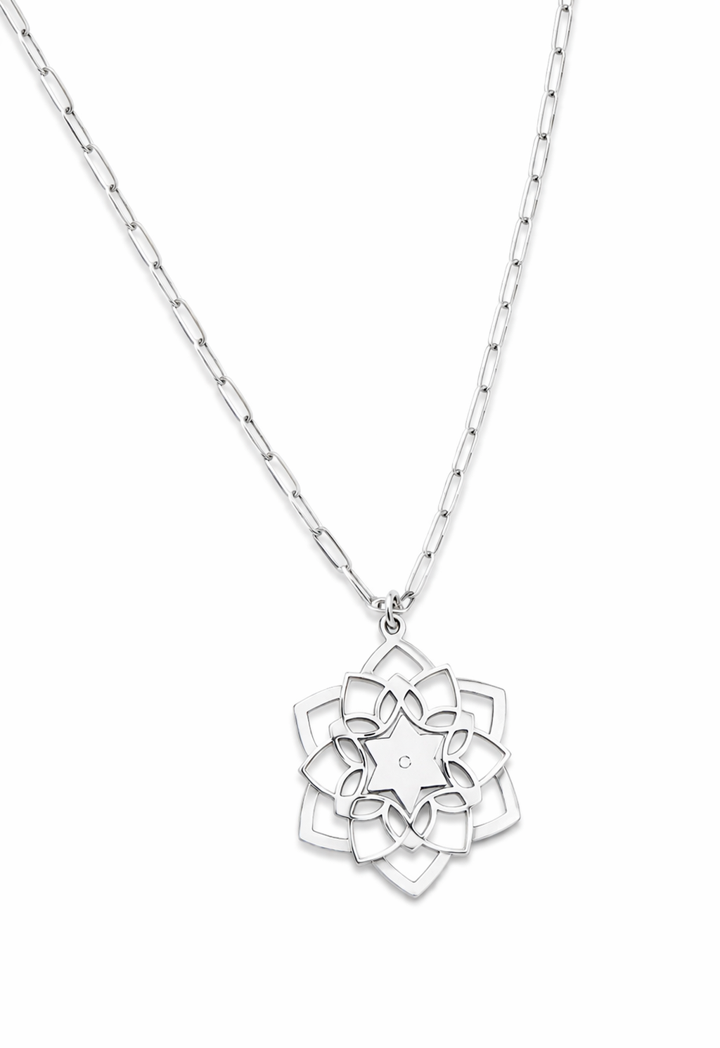 Fortuna Mandala Star of David Diamond Paperclip Necklace